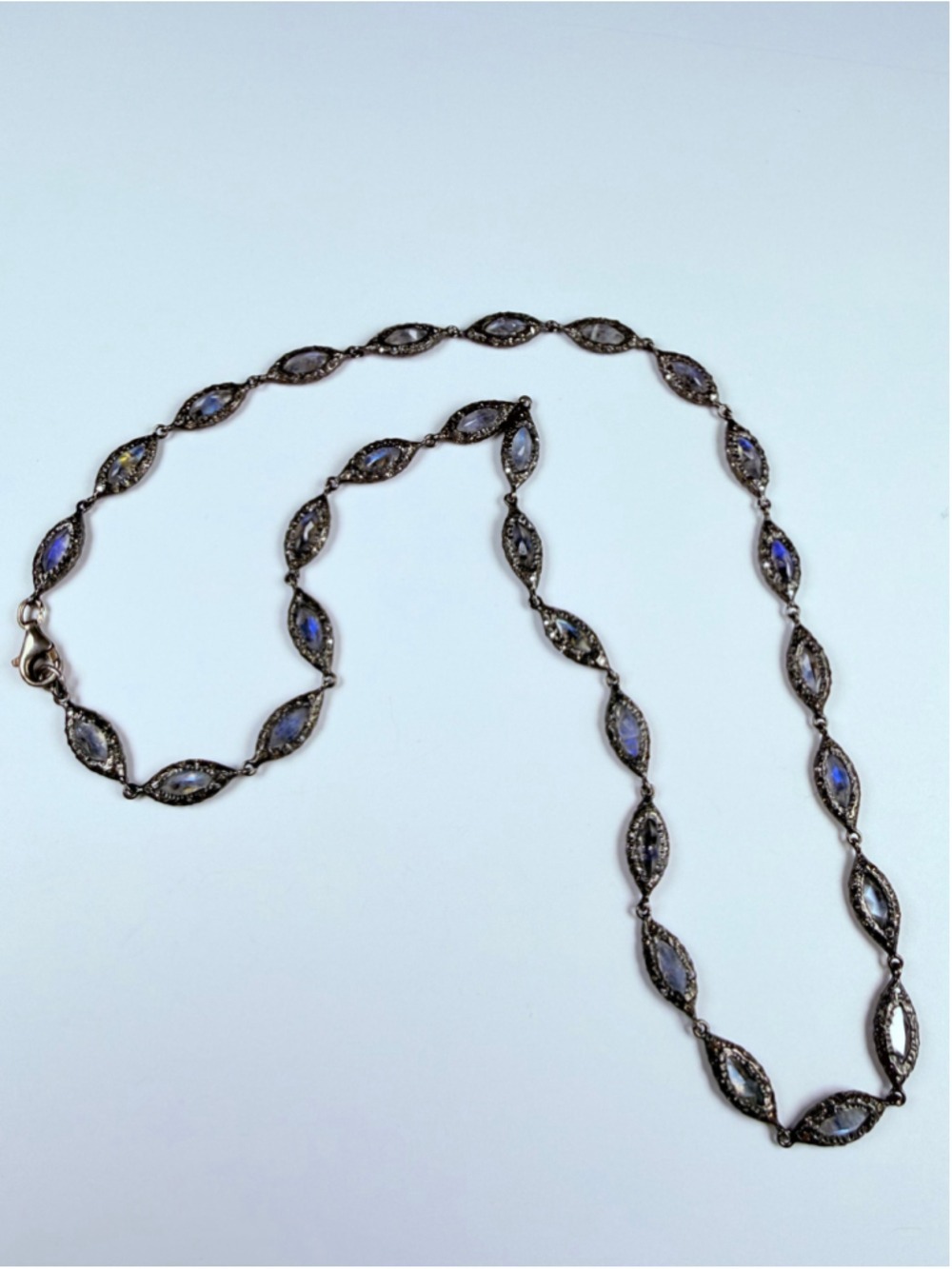 Moonshine Marquise & Pave Diamond 925 Sterling Silver Armenta Tennis Necklace